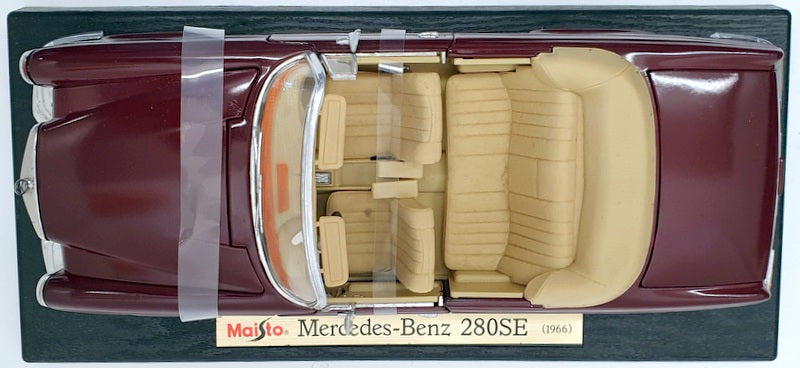 Maisto 1/18 Scale Model Car 31811 - 1966 Mercedes Benz 280SE - Red