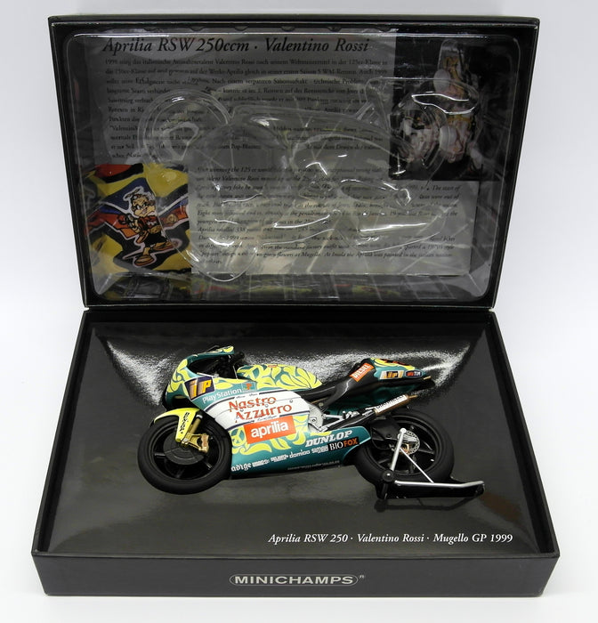 Minichamps 1/12 Scale Diecast 122 990046 Aprilia RSW 250 Mugello GP 99 V. Rossi