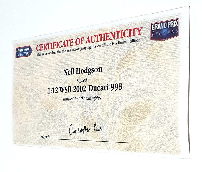 Minichamps 1/12 Scale 122 021200 - Ducati 998 F01 2002 SIGNED Hodgson