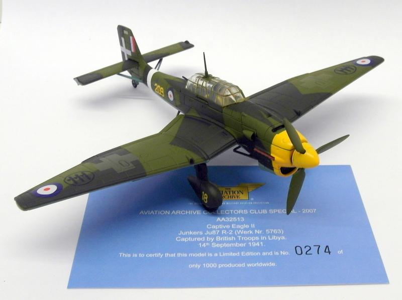 Corgi 1/72 Scale Diecast  AA32513 Captive Eagle II Junkers Ju87 R-2 Werk Nr 5763