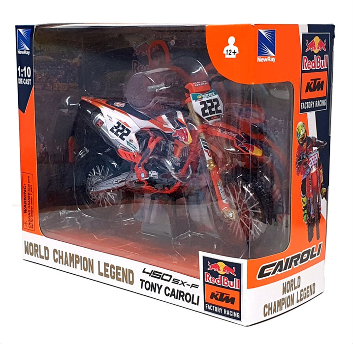 New Ray 1/10 Scale 58123 - KTM 450 SX-F Motorbike #222 Tony Cairoli