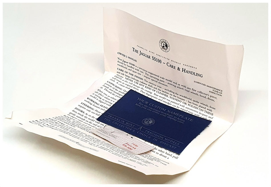 Franklin Mint 1/24 Scale B11JJ56 - 1938 Jaguar SS-100 - Cream