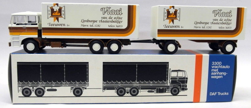 Lion Car 1/50 Scale - Nr.74 DAF 2800 Box Truck & Trailer Vlaai Model Truck