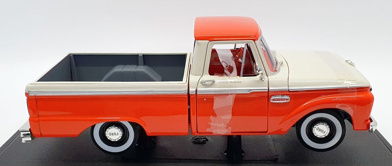 Sunstar 1/18 Scale 1301 - 1965 Ford F-100 Custom Cab Pick Up - Orange/White