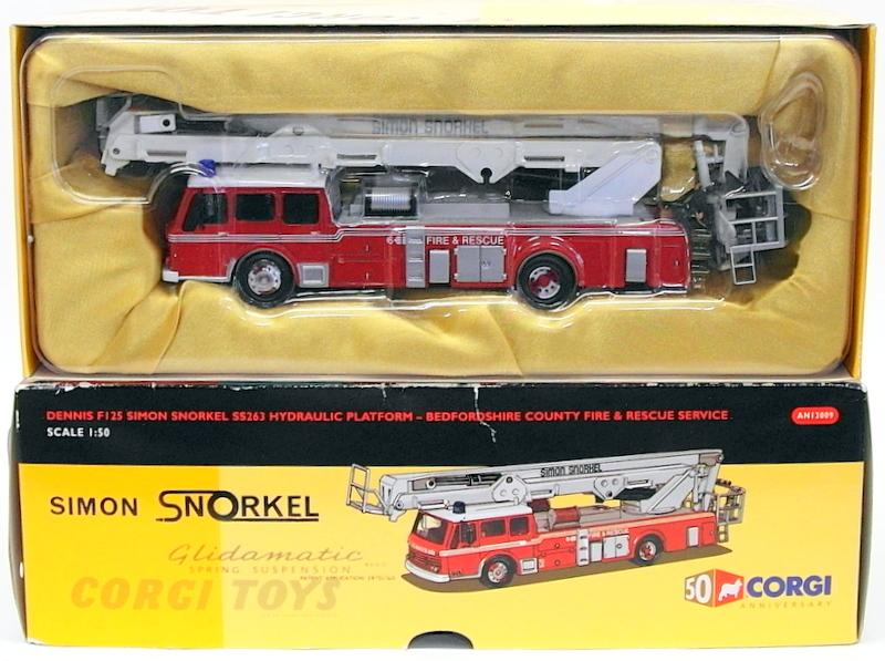 Corgi 1/50 Scale Fire Engine AN13009 - Dennis F125 Simon Snorkel - Bedfordshire