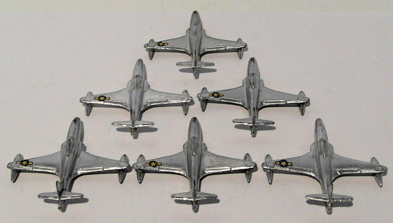 Vintage Dinky 733 70F - Set Of Six Shooting Star Jet Fighters - Silver