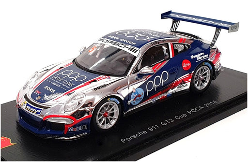 Spark 1/43 Scale SA059 - Porsche 911 GT3 Cup #5 PCCA 2014 - Blue/Silver