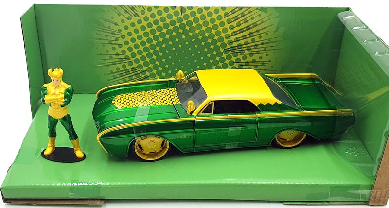 Jada 1/24 Scale Diecast 80333 - Loki Figure And 1963 Ford Thunderbird 