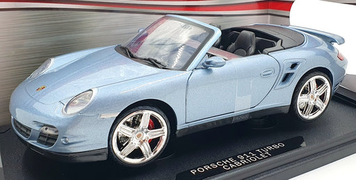 MotorMax 1/18 Scale Diecast 73183 - Porsche 911 Turbo Cabriolet - Silver Blue