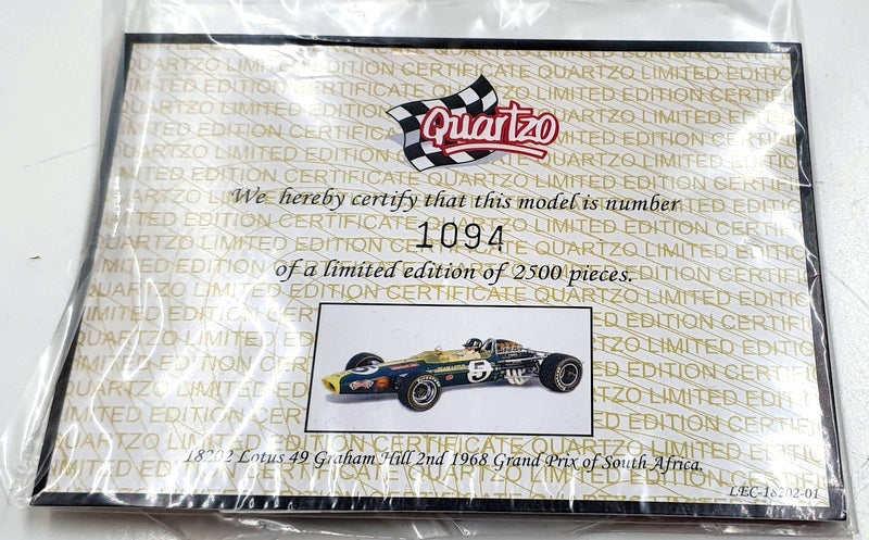 Quartzo 1/18 Scale Diecast 18202 - Lotus 49 Graham Hill 1968 South Africa GP #5
