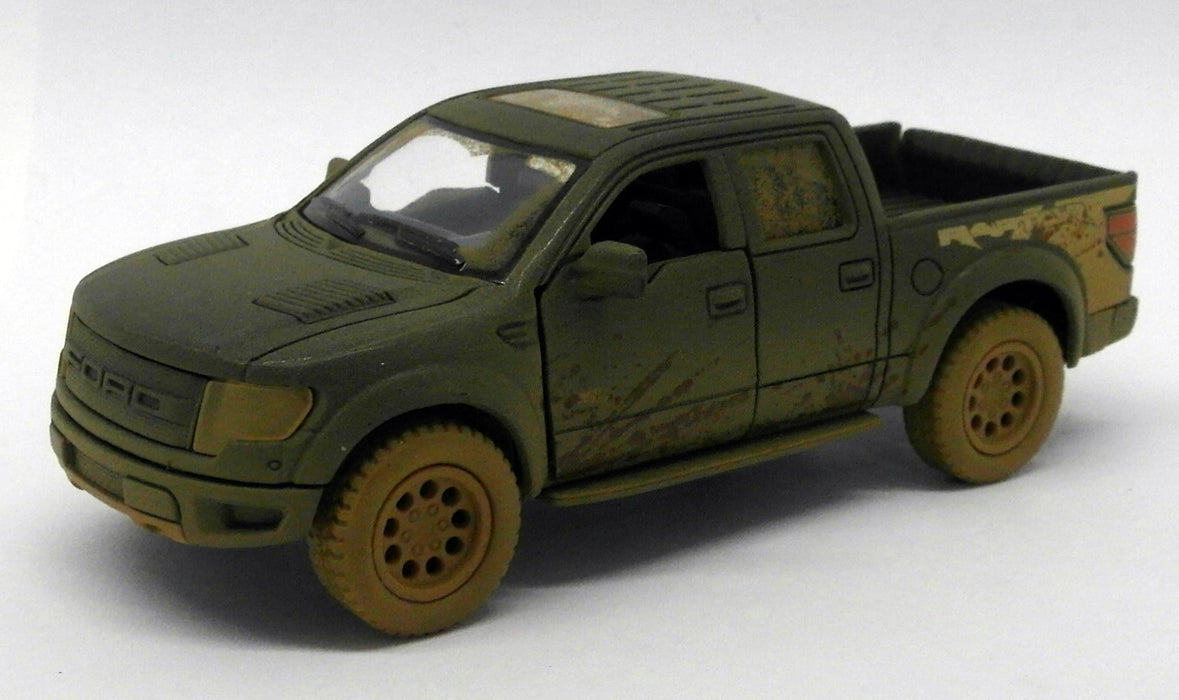 Ford F150 SVT Raptor - Muddy - Blue - Kinsmart Pull Back & Go Metal Model Car