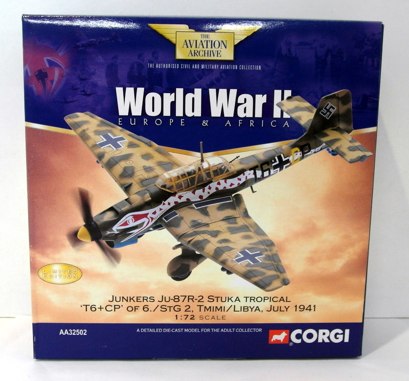 Corgi 1/72 Scale Diecast - AA32502 Junkers Ju-87R-2 Stuka T6+CP of 6./stG 2 1941