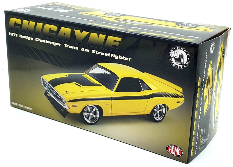 Acme 1/18 Scale A1806020 - 1971 Dodge Challenger Trans AM Streetfighter - Yellow