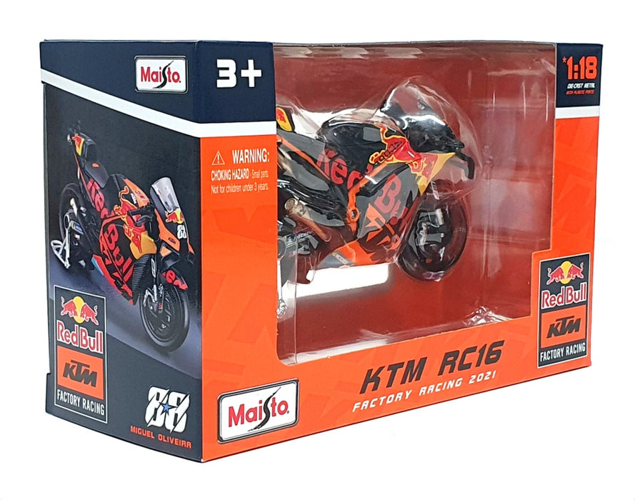 Maisto 1/18 Scale 36371 - KTM RC16 Motorbike Factory Racing 2021 #88 M. Oliveira