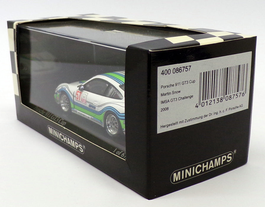 Minichamps 1/43 Scale 400 086757 - Porsche 911 GT3 Cup #57 Martin Snow