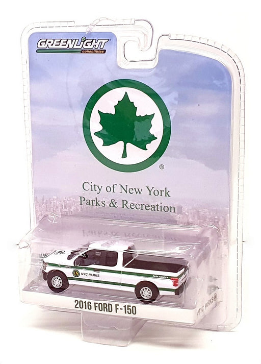 Greenlight 1/64 Scale 35100-E - 2016 Ford F-150 NYC Parks - White/Green