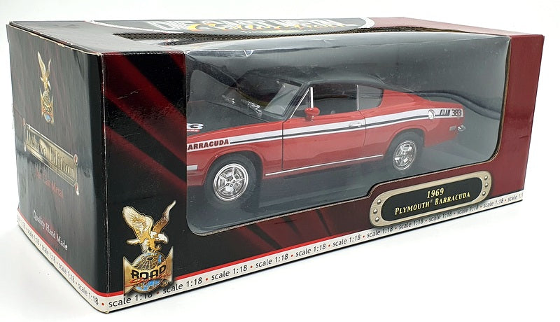 Road Signature 1/18 Scale Diecast - 92179 1969 Plymouth Barracuda - Red/Black