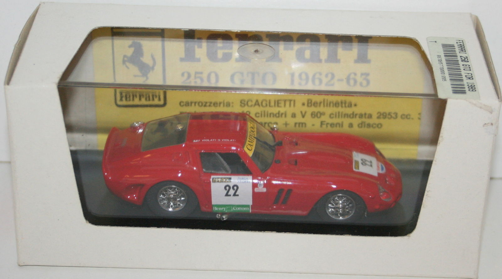 BOX MODEL 1/43 SS-06 - FERRARI GTO TARGA FLORIO 1989 #22