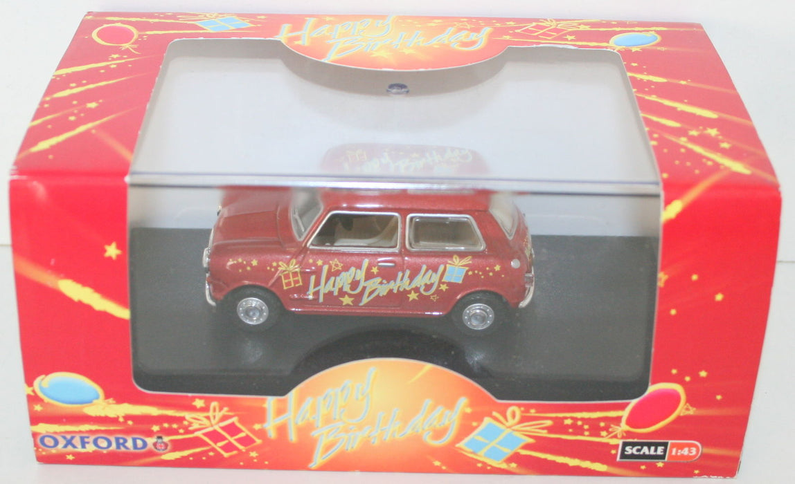 OXFORD ROADSHOW 1/43 MIN017 MINI 'HAPPY BIRTHDAY' RED