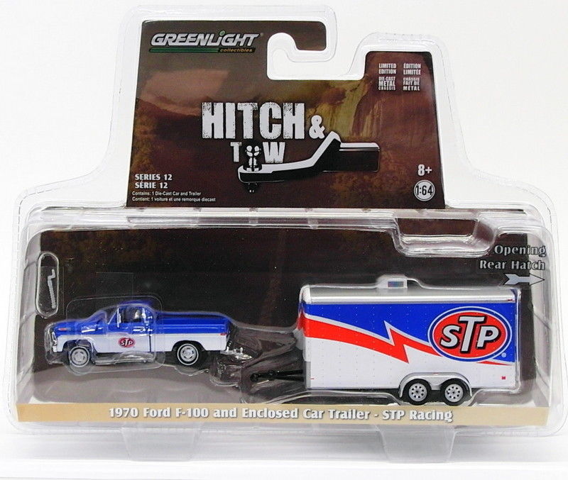 Greenlight 1/64 Scale 32120-A - 1970 Ford F-100 & Enclosed Trailer Hitch & Tow