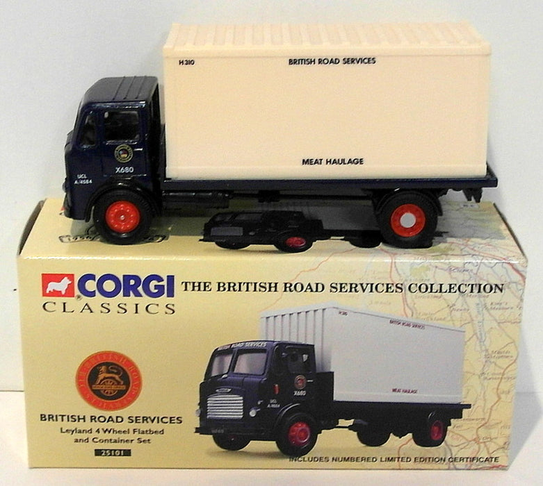 Corgi 1/50 Scale Diecast 25101 - Leyland 4 Wheel Flatbed And Container Set