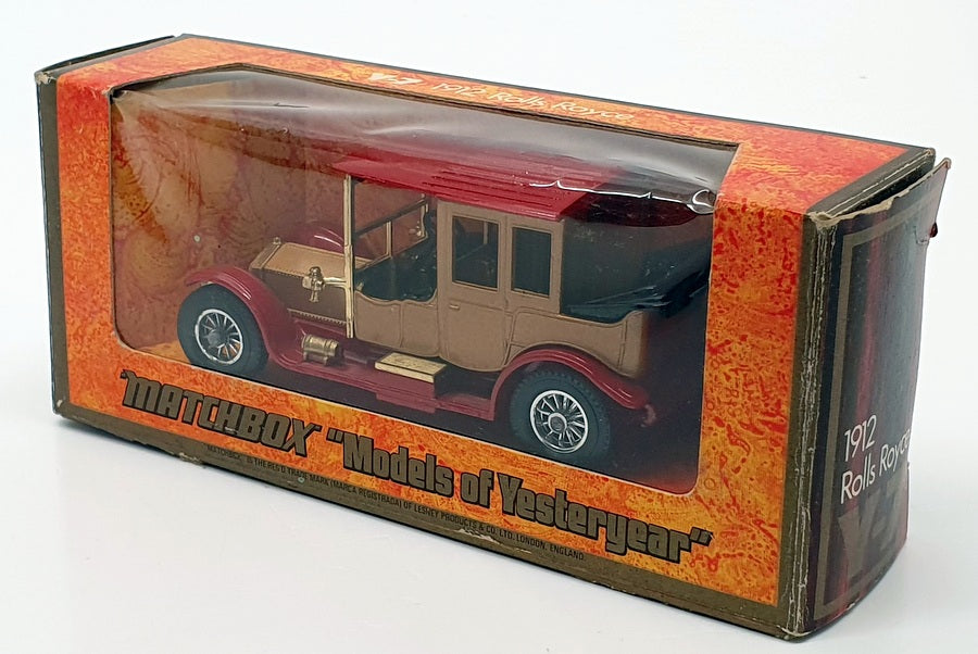 Matchbox Appx 10cm Long Diecast Y-7 - 1912 Rolls Royce - Red/Bronze