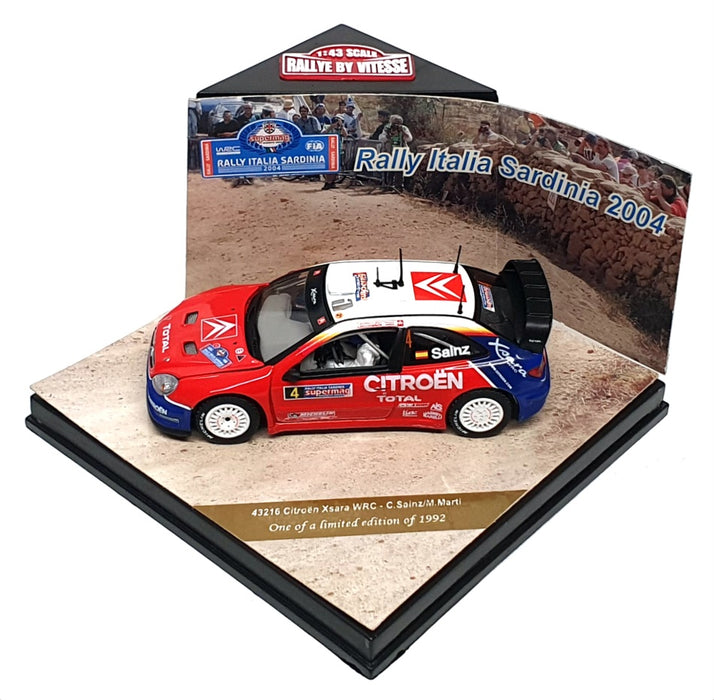 Vitesse 1/43 Scale 43216 - Citroen Xsara WRC #4 Rally Sardinia 2004 - Red/White