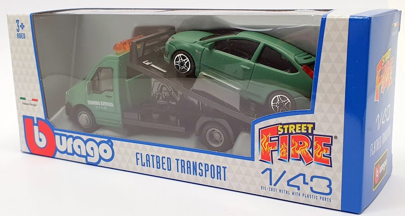 Burago 1/43 Scale #18 31400 - Ford Focus Car And Generic Flatbed Truck