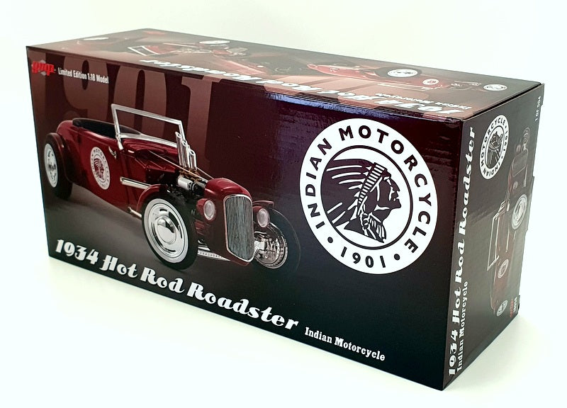 GMP 1/18 Scale 18958 - 1934 Hot Rod Roadster Indian Motorcycle - Red