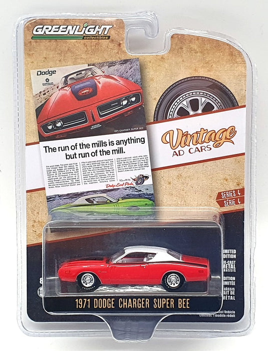 Greenlight 1/64 Scale Model Car 39060-A - 1971 Dodge Charger Super Bee - Red