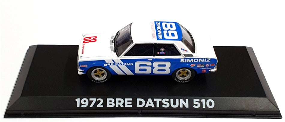 Greenlight 1/43 Scale 86346 - 1972 Bre Datsun 510 #68 Gregg - Blue/White