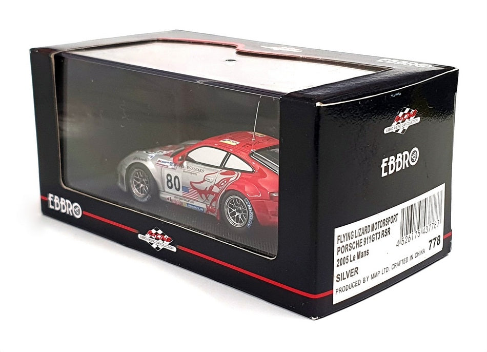Ebbro 1/43 Scale 778 - Porsche 911 GT3 RSR Le Mans 2005 - Silver/Red