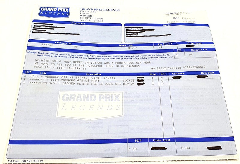 UT Models 1/18 Scale 180 966625 Porsche 911 GT 1 Le Mans 1996 Signed Reworked