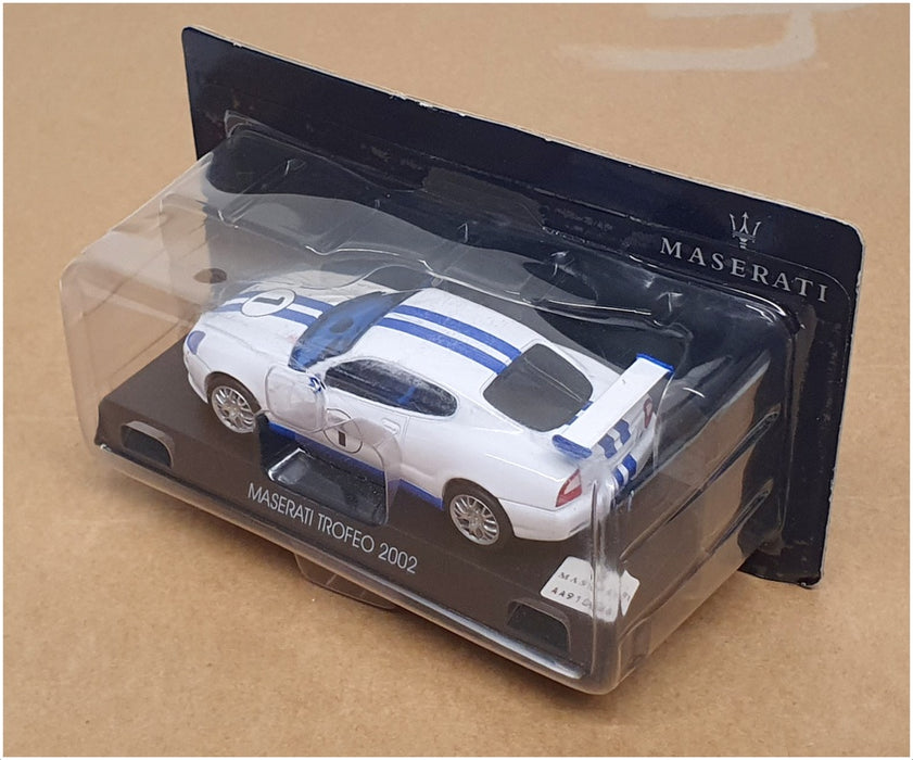 Altaya 1/43 Scale AL17223 - 2002 Maserati Trofeo Race Car White/Blue Stripes #1