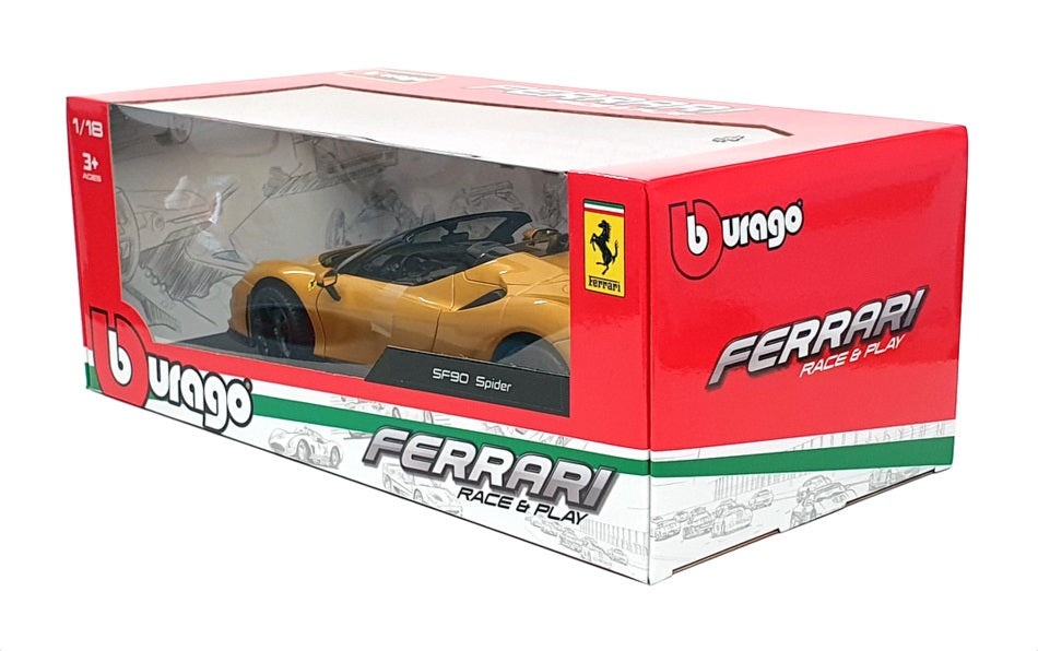 Burago 1/18 Scale Diecast 18-16016 - Ferrari SF90 Spider - Gold