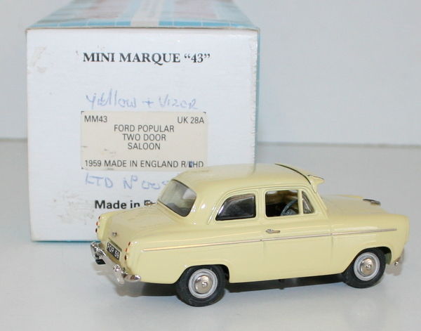 MINIMARQUE 1/43 UK28A - 1959 FORD POPULAR TWO DOOR SALLON - YELLOW - WITH VISOR