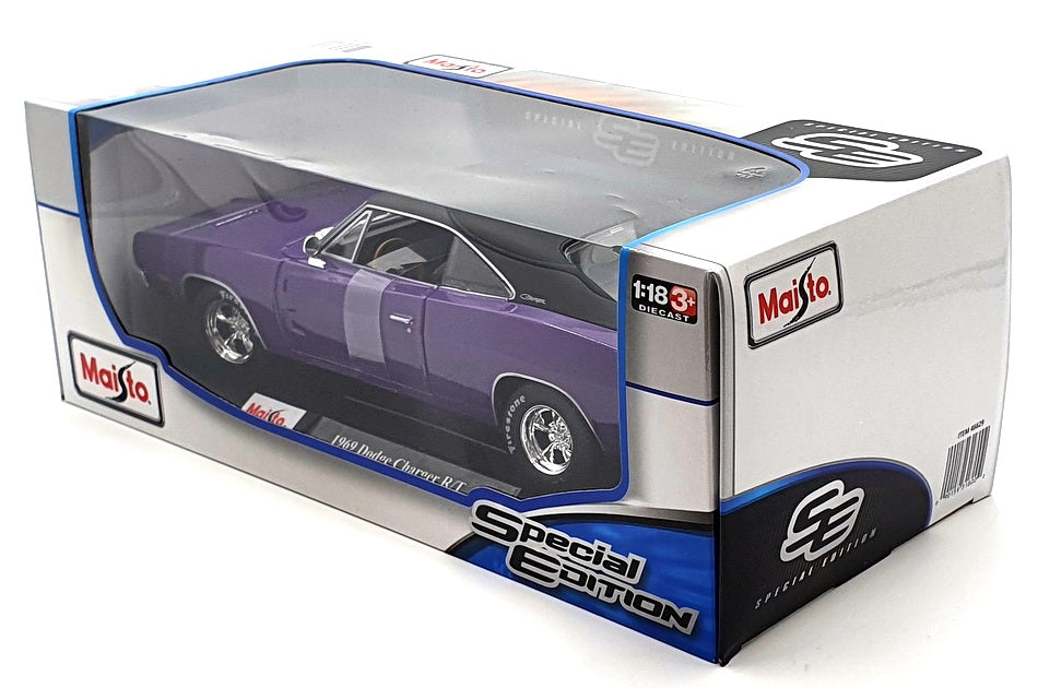 Maisto 1/18 Scale Diecast 46629 - 1969 Dodge Charger R/T - Purple/Black