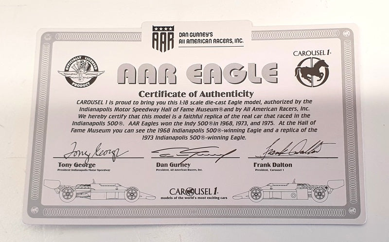 Carousel1 1/18 Scale 4703 - 1974  Cobra Firestone Eagle Pancho Carter Indy 500