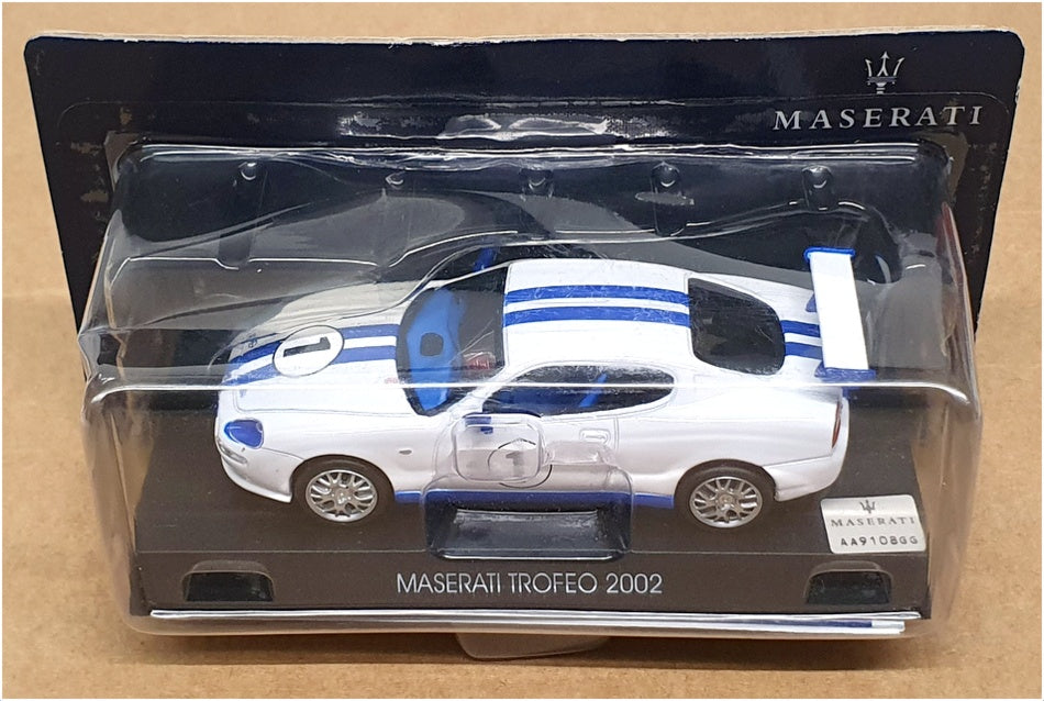Altaya 1/43 Scale AL17223 - 2002 Maserati Trofeo Race Car White/Blue Stripes #1