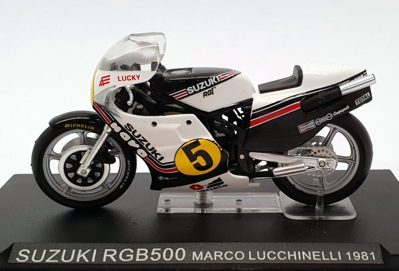 Ixo Models 1/24 Scale IB07 - Suzuki RGB500 - #5 Lucchuinelli 1981 - Black/White