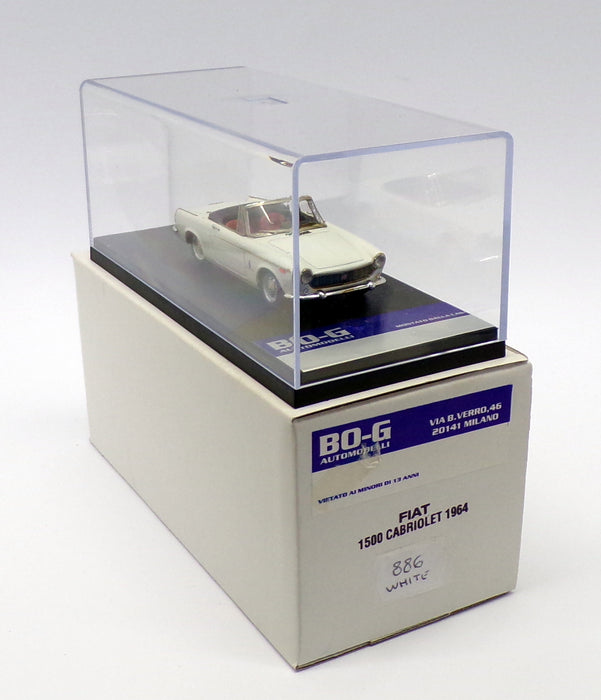 BO-G Models 1/43 Scale 886 - 1964 Fiat 1500 Cabriolet - White