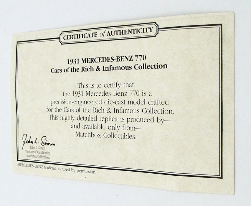 Matchbox 1/43 Scale DYM35185 - 1931 Mercedes Benz 770 - Black