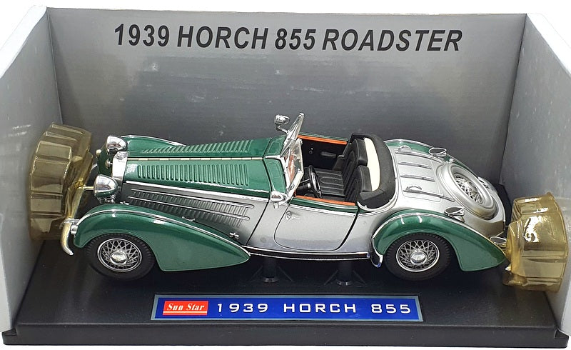 Sun Star 1/18 Scale Diecast 2404 - 1939 Horch 855 Roadster - Green/Silver