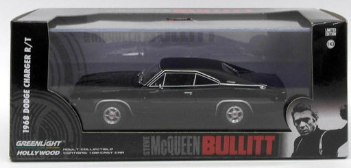Greenlight 1/43 Scale 86432 - 1968 Dodge Charger Bullitt - Black/Black Tyres