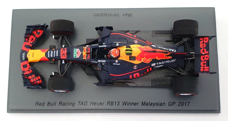 Spark 1/43 Scale S5050 - Red Bull Renault RB13 M.Verstappen 1st Malaysian GP '17