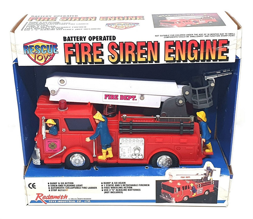 Redsmith Toys Appx 22cm Long 3020 - Battery Op Fire Siren Engine - Red