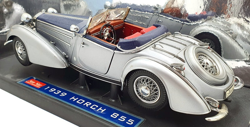 Sun Star 1/18 Scale Diecast 2403 - 1939 Horch 855 Roadster - Silver / Blue