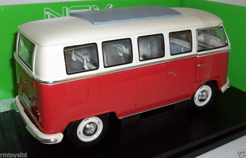 WELLY 1/18 - 12531W 1963 VOLKSWAGEN T1 BUS - RED / CREAM