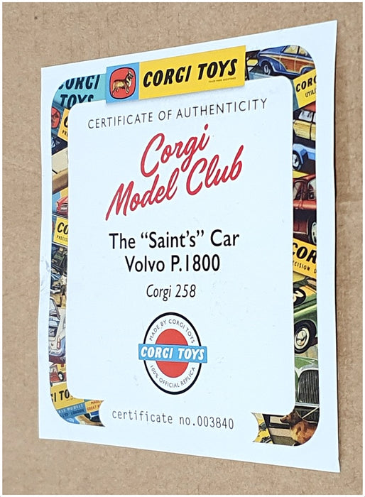 Corgi Toys 258 Reproduction - The Saint's Car Volvo P1800 - White