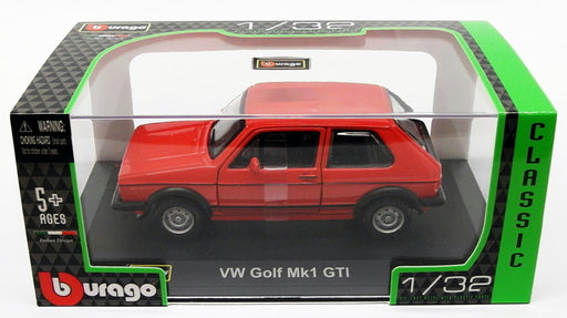 Burago 1/32 Scale Diecast Model Car 18-43205 - VW Golf Mk1 GTI - Red